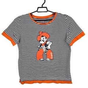 Womens Vintage Emerson Street Striped Shirt Cowboys OSU Short Sleeve Size L